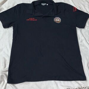 Dublin Fire Brigade polo shirt navy blue red lettering Embroidered shield size L